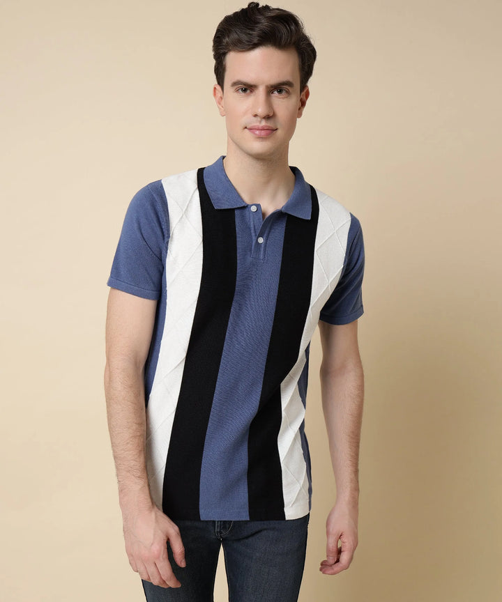 Midnight Indigo Half Sleeve Men's Polo Tshirt - Vogue93