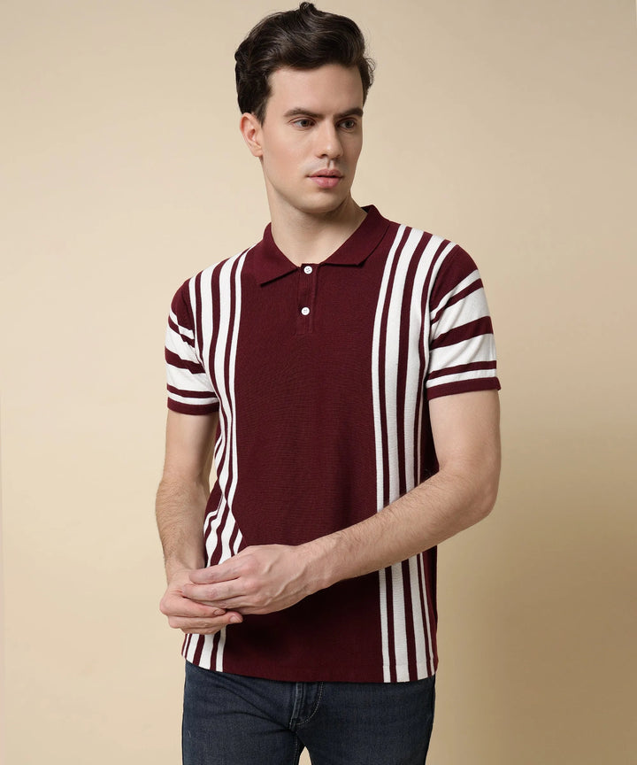 Men's Royal Wine Polo Collared Tshirt - Vogue93