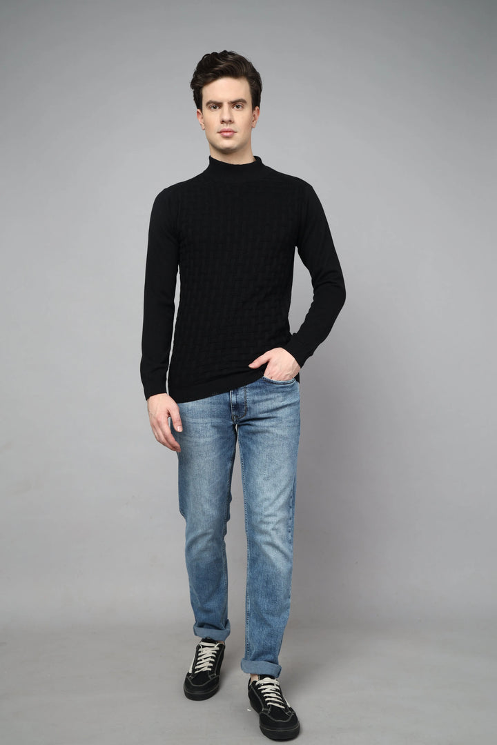 Enigma Black Fullsleeve Turtle Neck Knit Tshirt - Vogue93