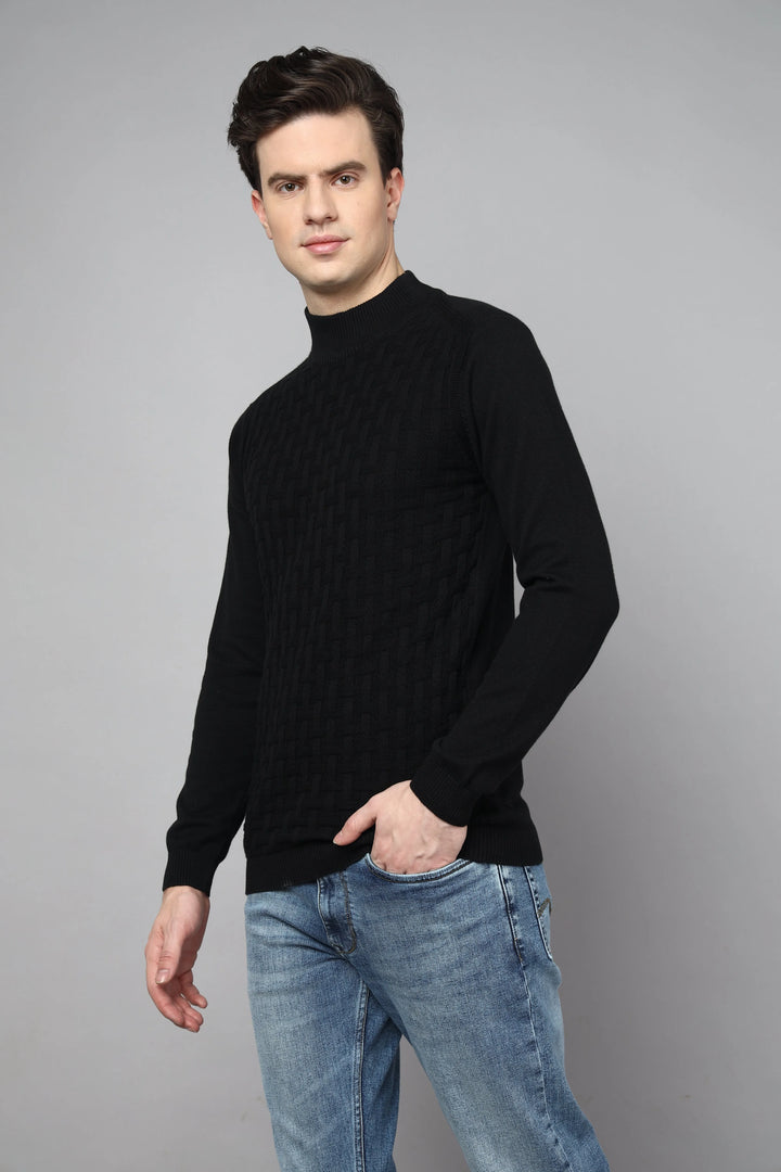 Enigma Black Fullsleeve Turtle Neck Knit Tshirt - Vogue93