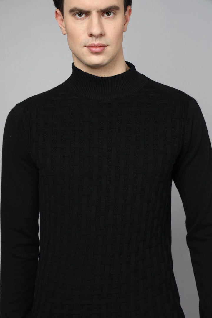 Enigma Black Fullsleeve Turtle Neck Knit Tshirt - Vogue93