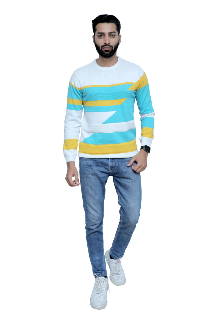 Knitted T-Shirt Men Full Sleeve Turquoise Tide - Vogue93