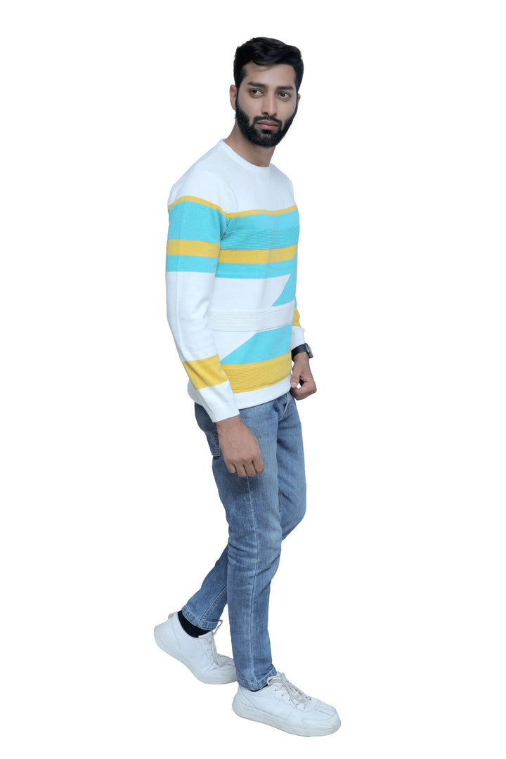 Knitted T-Shirt Men Full Sleeve Turquoise Tide - Vogue93