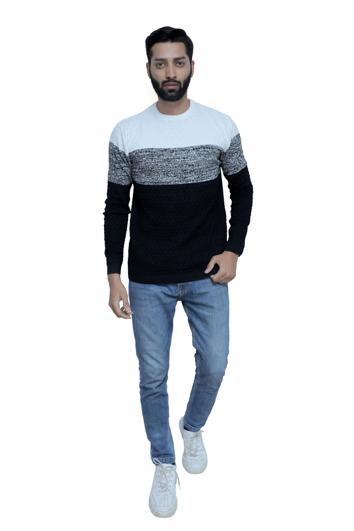 Round Neck Full Sleeve Knitted T-Shirt Slate Shadow - Vogue93