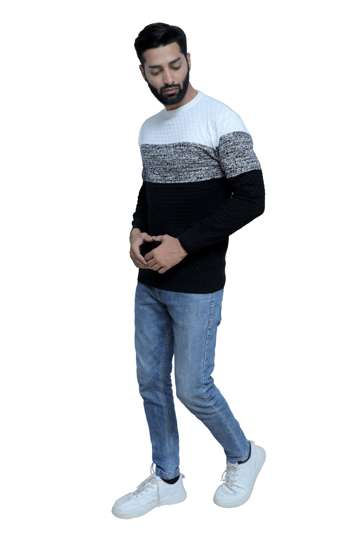 Round Neck Full Sleeve Knitted T-Shirt Slate Shadow - Vogue93