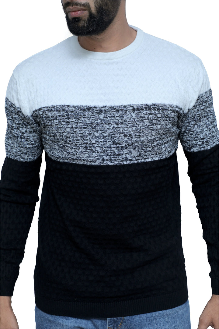 Round Neck Full Sleeve Knitted T-Shirt Slate Shadow - Vogue93