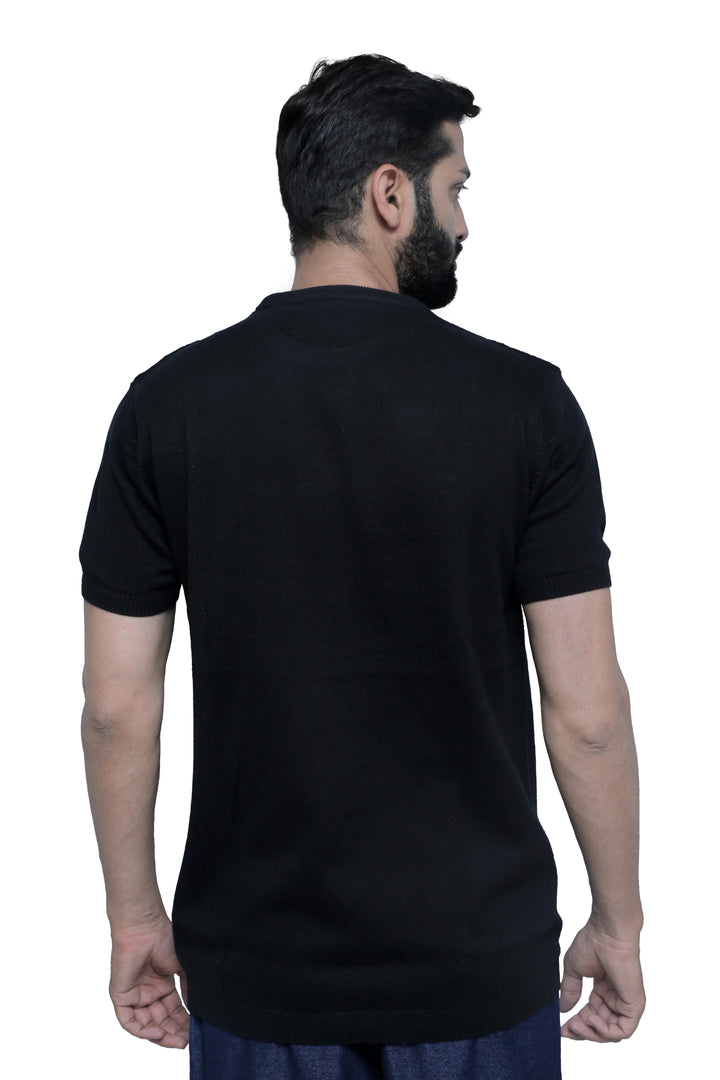 Half Sleeve Knitted Tee Pitch Black - Vogue93