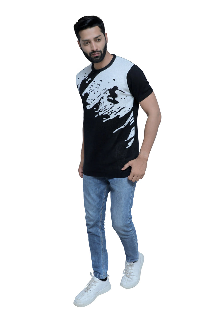 Round Neck Knitted Tee Men Dusk and Dawn - Vogue93